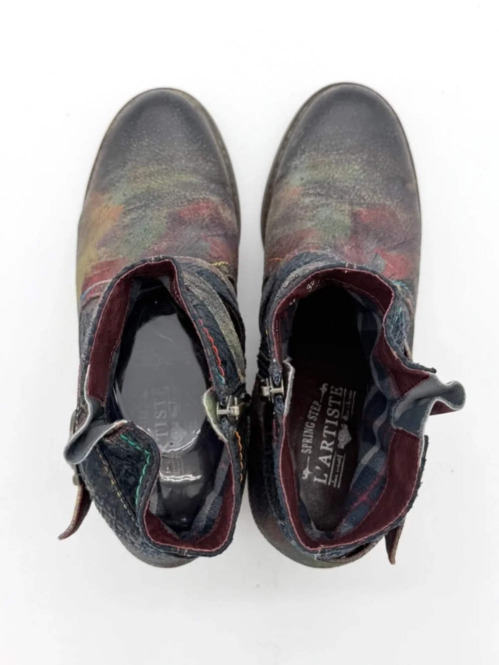 L'Artiste by Spring Step Shazzam Multi Leather Ankle Boots EU 39 US 8.5 Boho